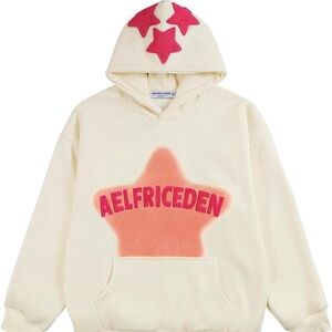 Aelfric Eden Cream Hoodie with Pink Accents